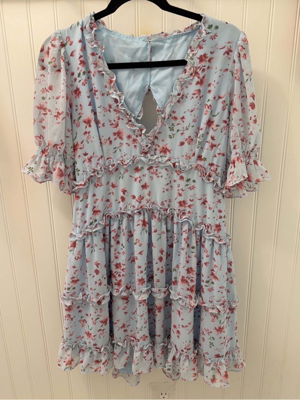 Love Like You Light Blue Floral Ruffle Tiered Dress